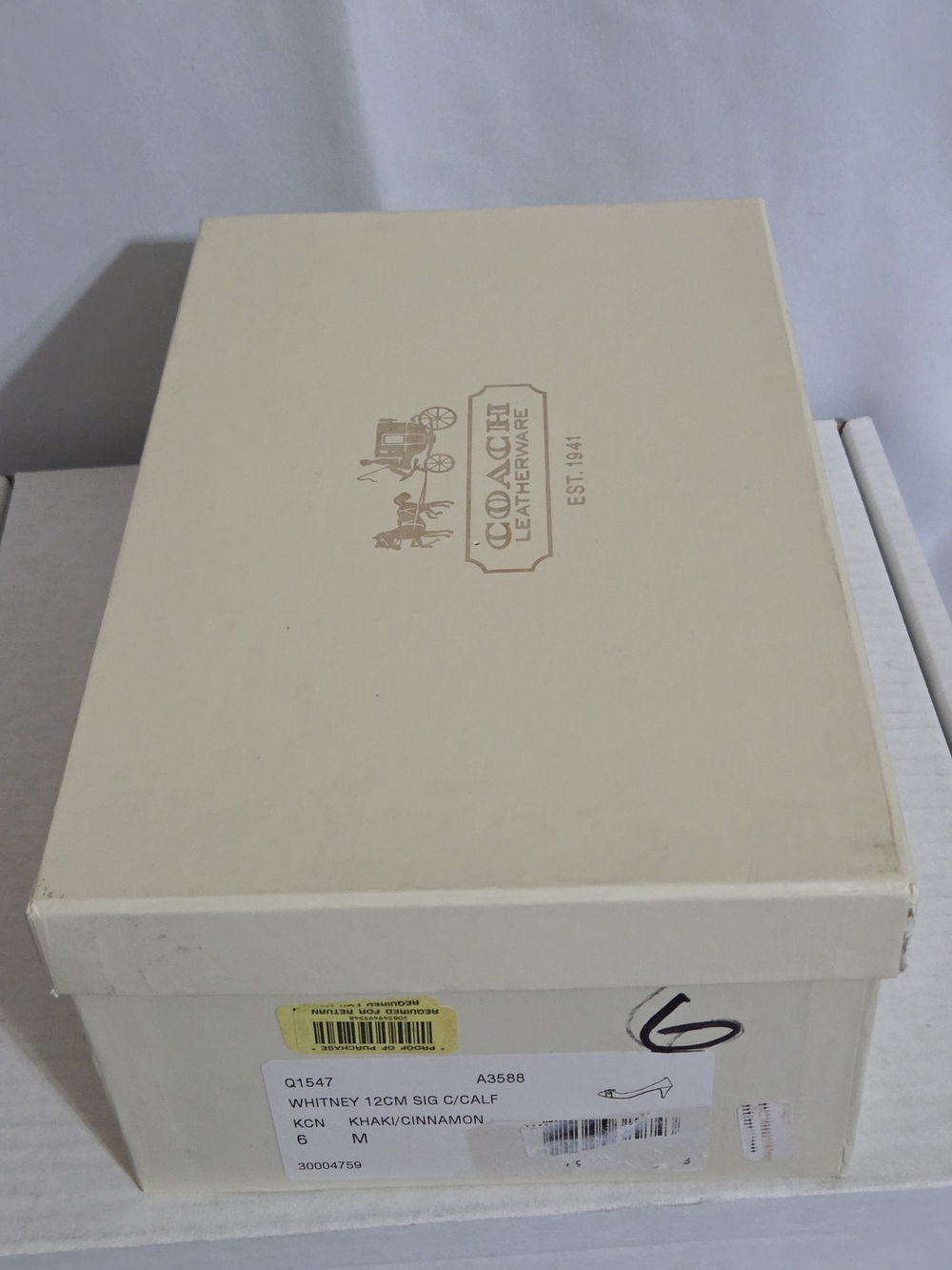 COACH Whitney Signature Canvas & Leather Heels US Women Size 6B Khaki/Cinnamon - Picture 11 of 12